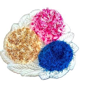 HAND CRAFTED Crochet Colorful Polyester Exfoliating Spa Reusable Scrubbing Pads
